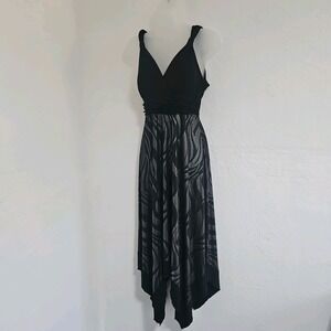 Women's Y2K Studio Y Dress Size Med Black Silver Asymmetrical Fairy Whimsigoth